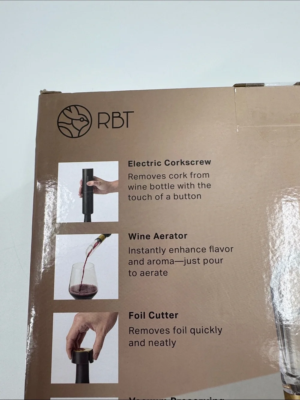 RBT 5-Piece Electric Wine Set — Black & Gold NEW in BOX